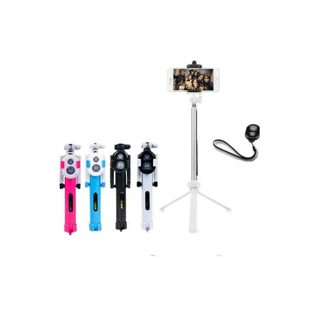Set of selfie sticks with different color options on a white background
