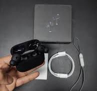 Black Airpods 2nd gen with a USB cable and strap