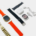 Collection of smartwatch bands and accessories on a white background