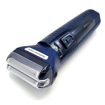 Blue electric shaver on a white background