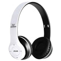 White and black wireless headphones with 'P47 wireless' branding on a white background
