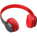 Red and black headphones on a white background