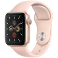 Smartwatch with a rose gold band on a white background