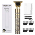 Vintage T9 professional hair trimmer with attachments and packaging on a white background