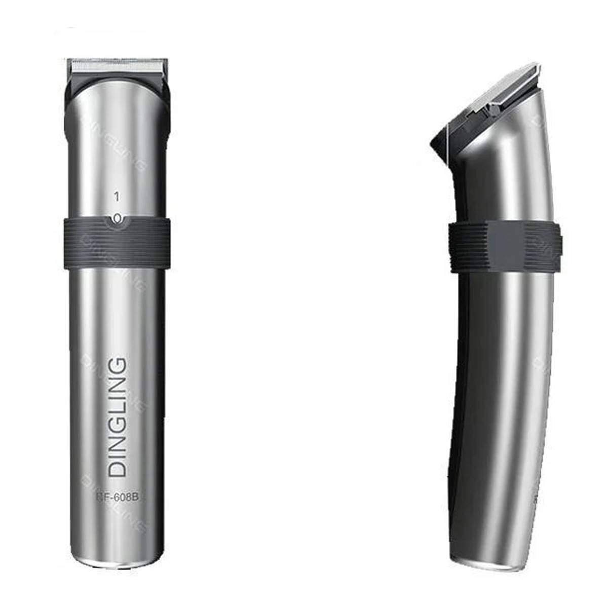 Two silver hair trimmers with black accents on a white background, branded 'DINGLING'.