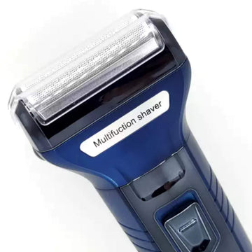 Blue multifunction shaver on a white background